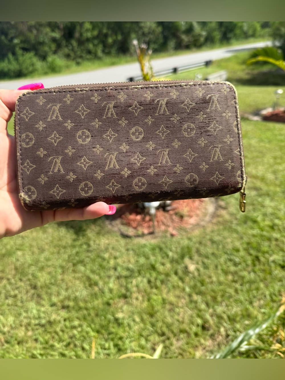 Louis Vuitton Monogram Canvas Zip Wallet in Brown